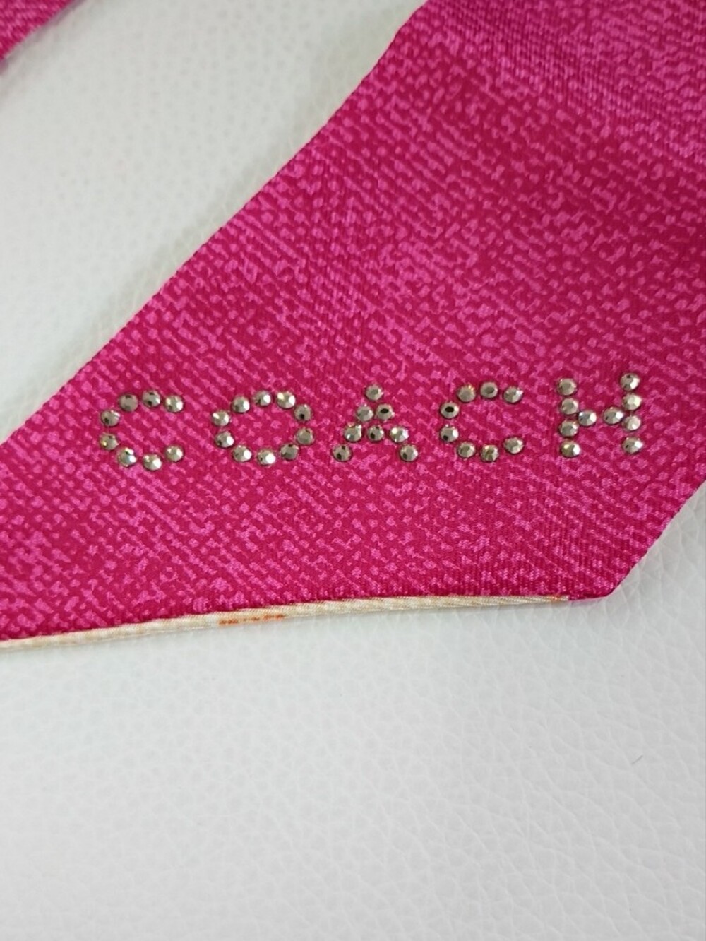 Coach Pink and Cream Reversible Signature Silk Purse Scarf - Picture 3 of 3